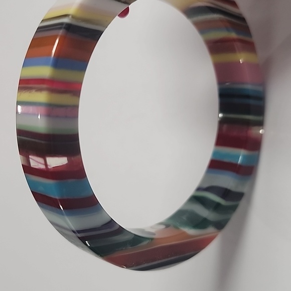 Vintage Sobral Bangle Rainbow Stripe Resin Signed Designer Collectible Bracelet - Picture 6 of 6